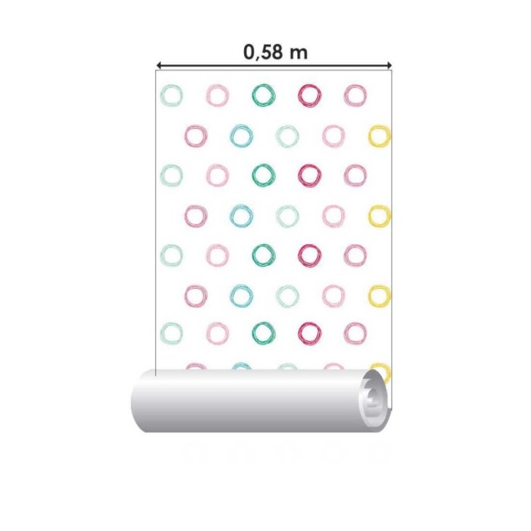 Papel de Parede Adesivo Circulos Rabiscos...