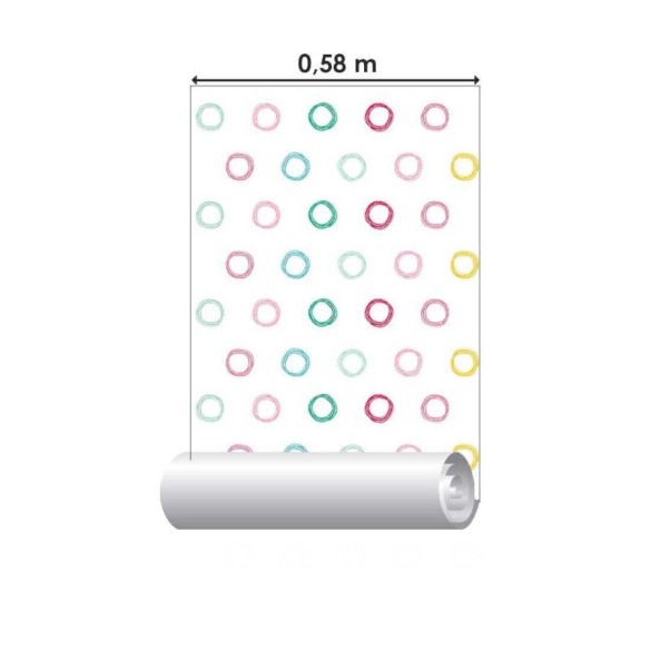 Papel de Parede Adesivo Circulos Rabiscos Coloridos N07105