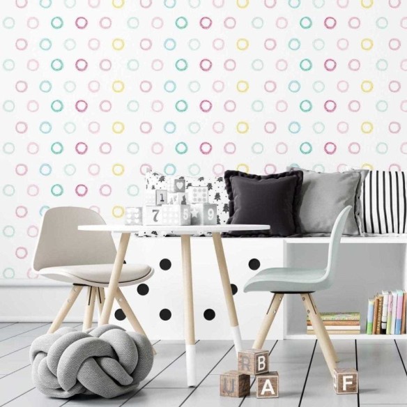 Papel de Parede Adesivo Circulos Rabiscos Coloridos N07105