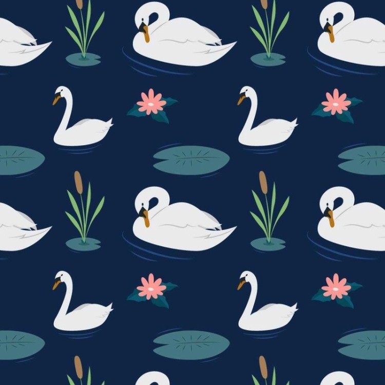 Papel de Parede Adesivo Cisne Lago Azul N05121