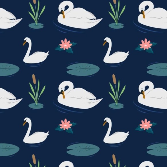 Papel de Parede Adesivo Cisne Lago Azul N05121