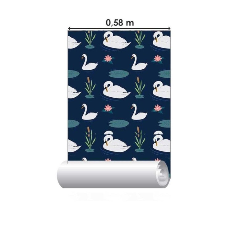 Papel de Parede Adesivo Cisne Lago Azul N05121