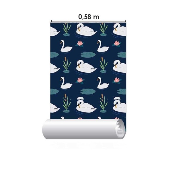 Papel de Parede Adesivo Cisne Lago Azul N05121