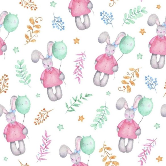 Papel de Parede Adesivo Coelhos com Balões N04051