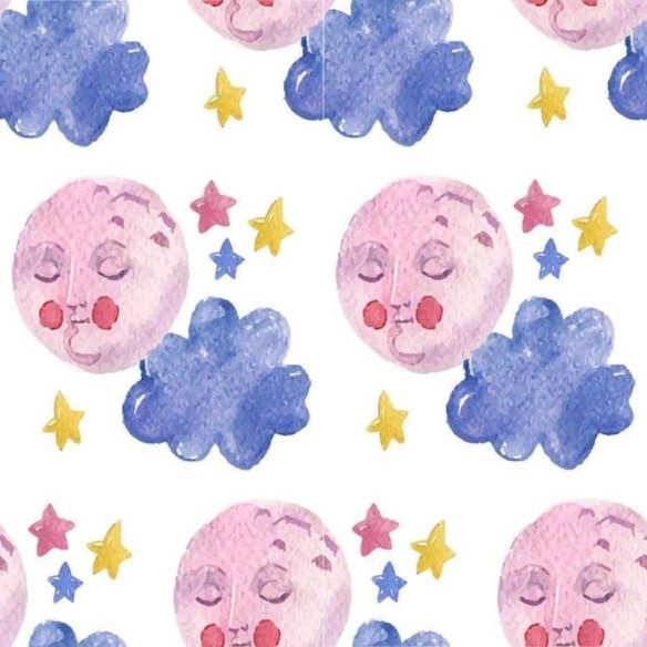 Papel de Parede Adesivo com Lua e Estrela N06141