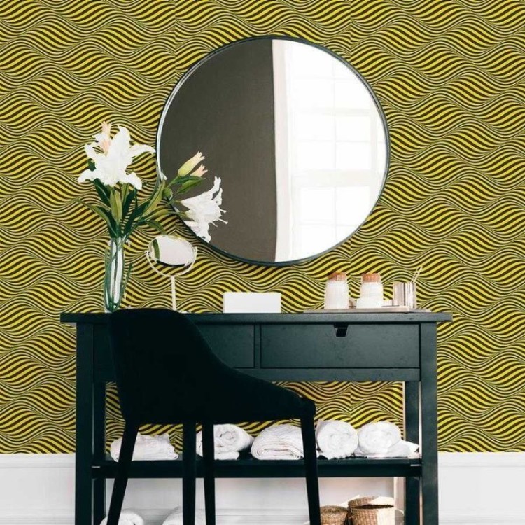 Papel de Parede Adesivo 3D artístico Amarelo e...