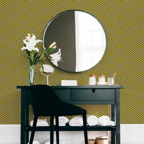 Papel de Parede Adesivo 3D artístico Amarelo e Preto N06222