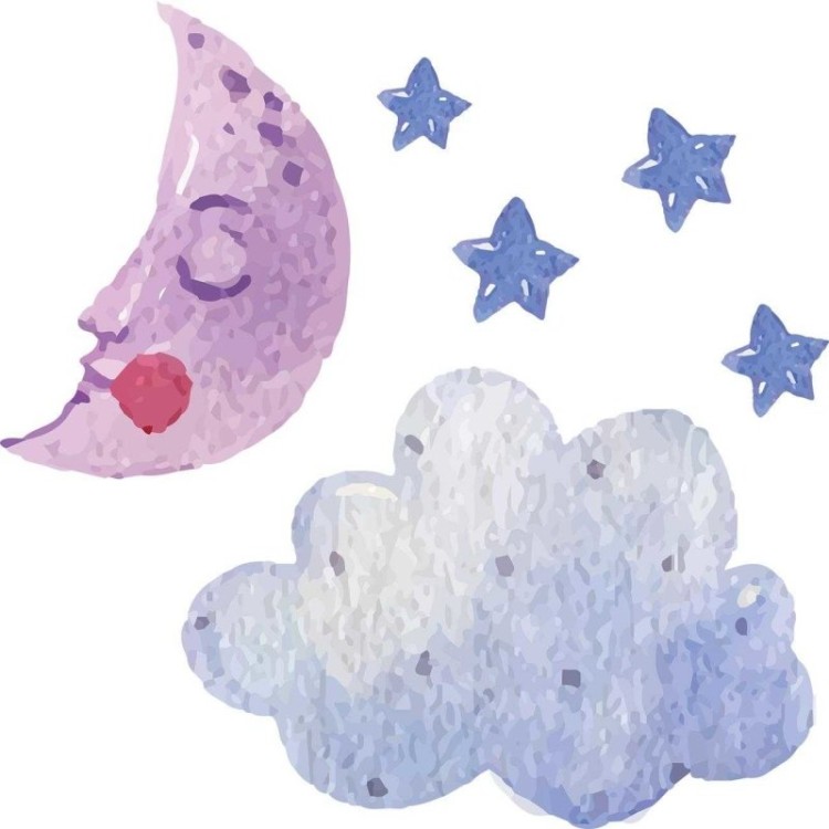 Papel de Parede Adesivo com Nuvens Lua e...