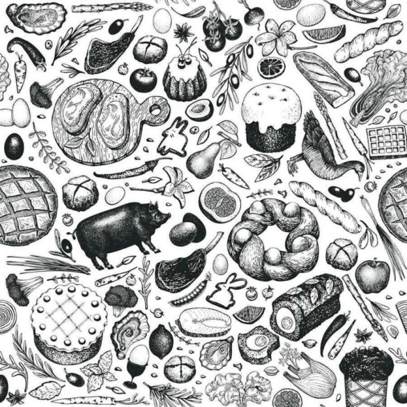 Papel de Parede Adesivo Comidas Diversas N03110