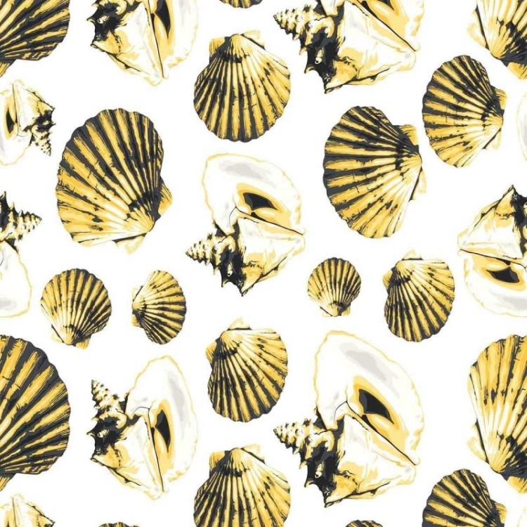 Papel de Parede Adesivo Conchas Amarelo e...