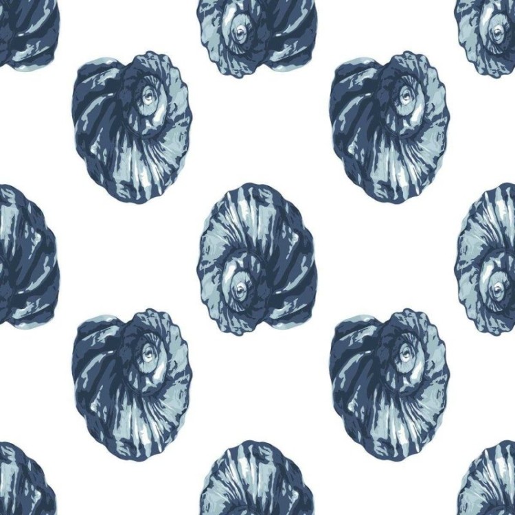 Papel de Parede Adesivo Conchas Azuis Espiral...