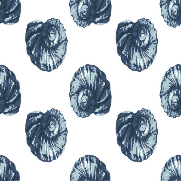 Papel de Parede Adesivo Conchas Azuis Espiral N07050