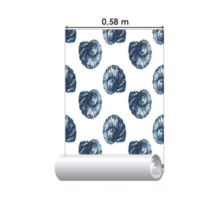 Papel de Parede Adesivo Conchas Azuis Espiral...