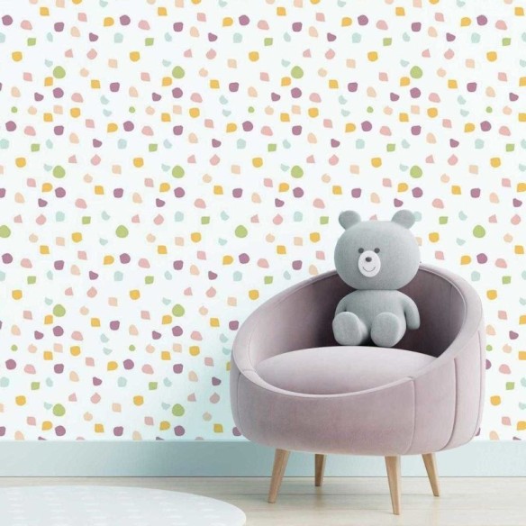 Papel de Parede Adesivo Confeti Colorido Fundo Branco N05073