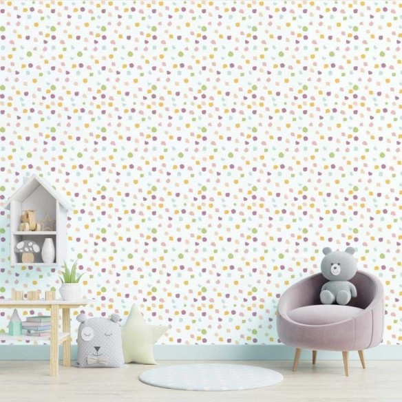Papel de Parede Adesivo Confeti Colorido Fundo Branco N05073