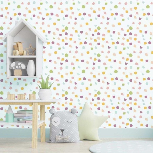 Papel de Parede Adesivo Confeti Colorido Fundo Branco N05073