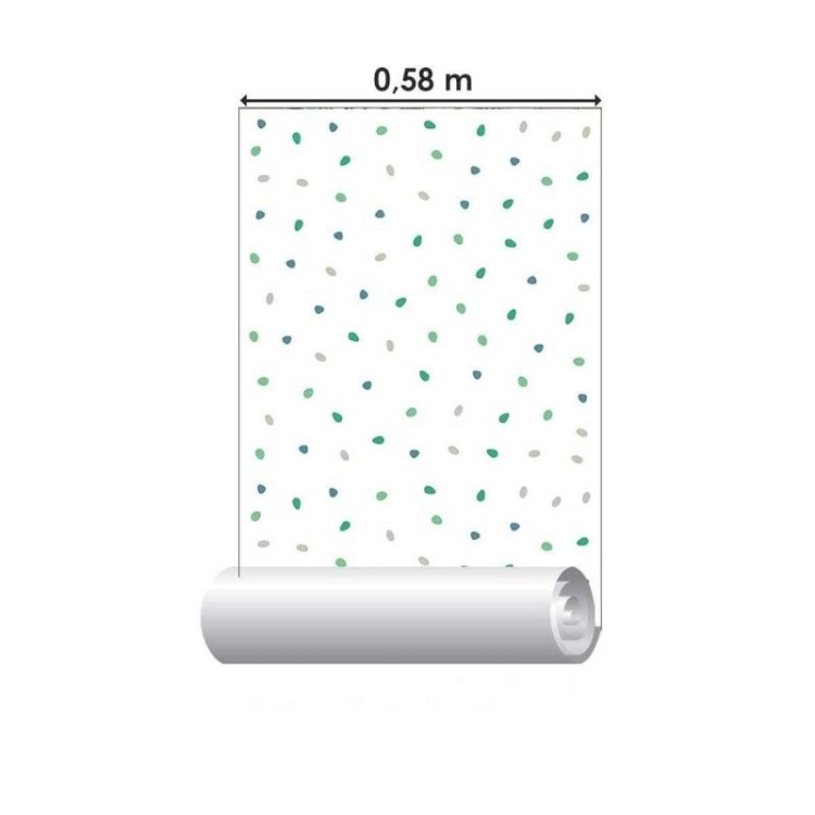 Papel de Parede Adesivo Confeti Verde e Cinza...