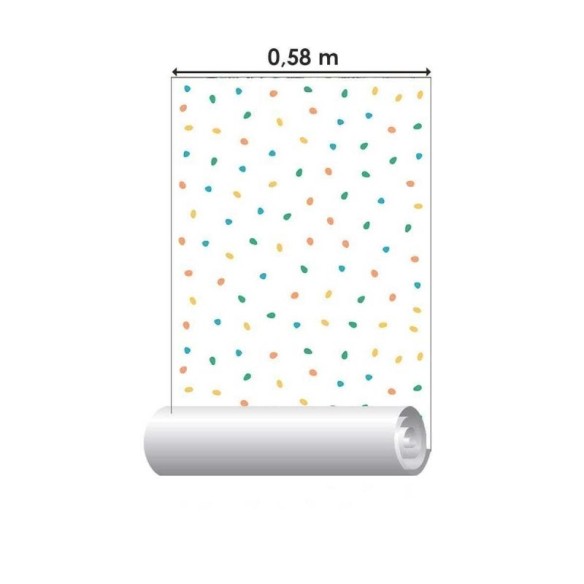 Papel de Parede Adesivo Confeti Verde e Laranja N05023