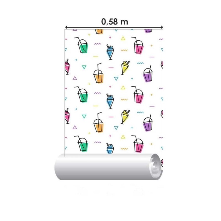 Papel de Parede Adesivo Copos Coloridos N03045