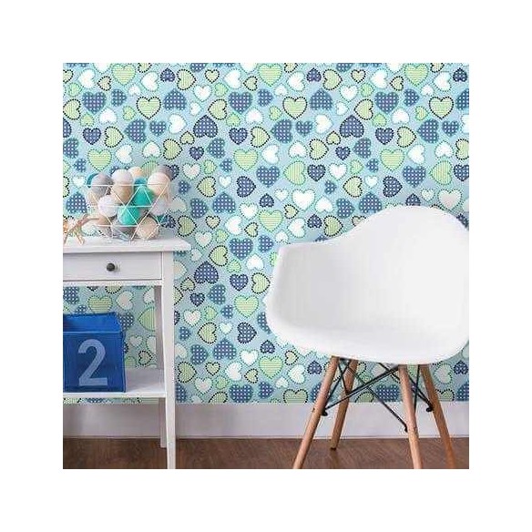 Papel de Parede Adesivo Coração Azul  370
