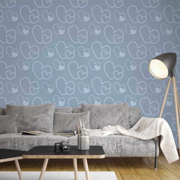 Papel de Parede Adesivo Coração Azul 849175635