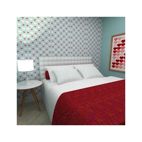 Papel de Parede Adesivo Coração Branco Azul e Vermelho 0601