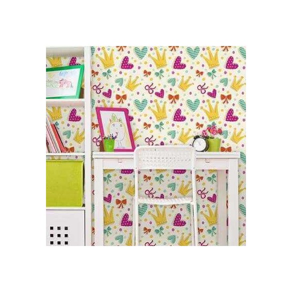 Papel de Parede Adesivo Coração Coroas 179980