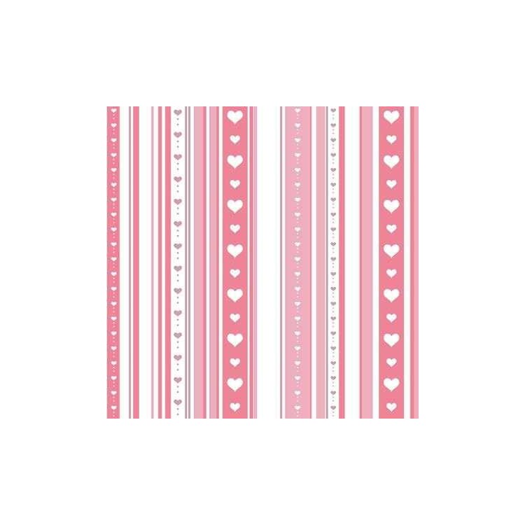 Papel de Parede Adesivo Coração Listrado Rosa...