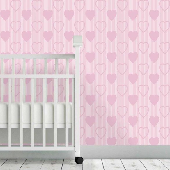 Papel de Parede Adesivo Coração Rosa 14