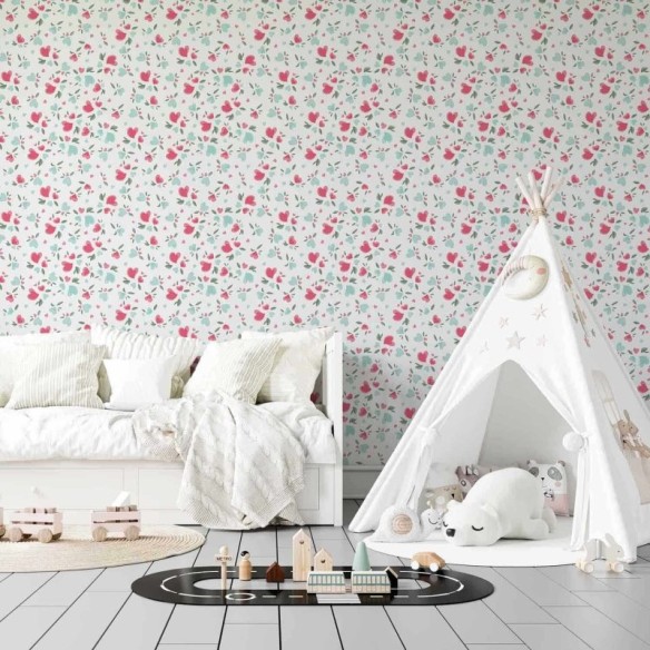 Papel de Parede Adesivo Coração Rosa e Azul 146512421