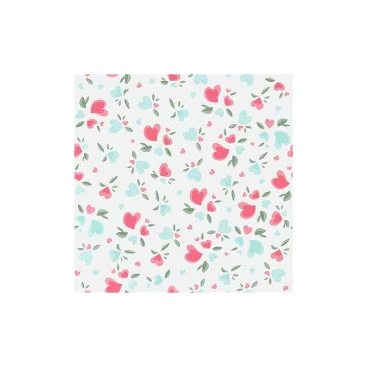 Papel de Parede Adesivo Coração Rosa e Azul...