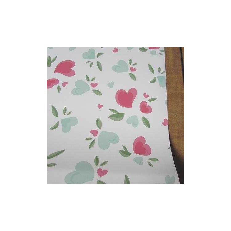 Papel de Parede Adesivo Coração Rosa e Azul...