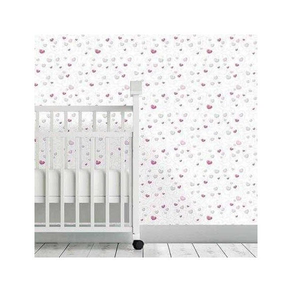 Papel de Parede Adesivo Coração Rosa e Cinza 169361837