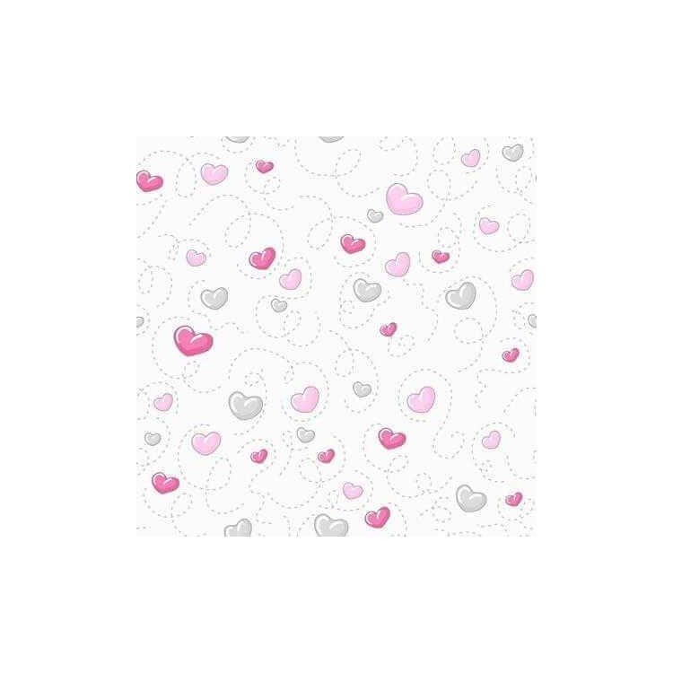 Papel de Parede Adesivo Coração Rosa e Cinza...