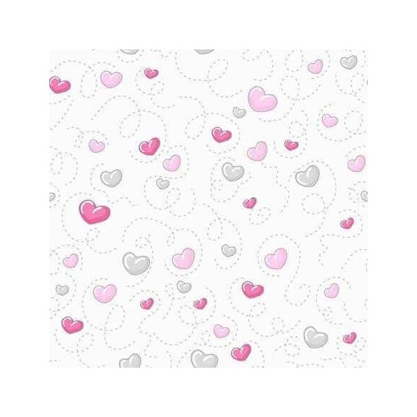 Papel de Parede Adesivo Coração Rosa e Cinza 169361837