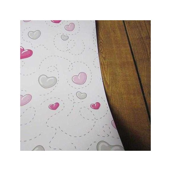 Papel de Parede Adesivo Coração Rosa e Cinza 169361837