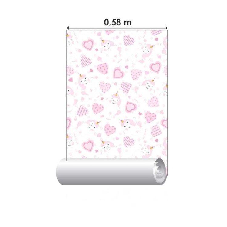 Papel de Parede Adesivo Coração, unicórnio N03101