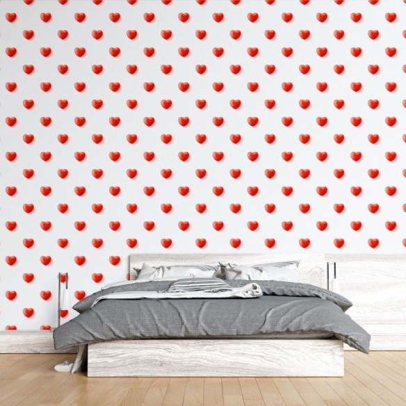 Papel de Parede Adesivo Corações 3D N015131