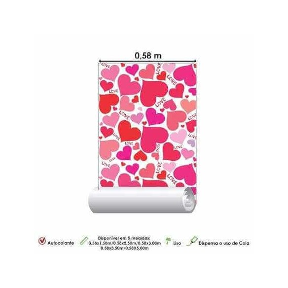 Papel de Parede Adesivo Corações 631