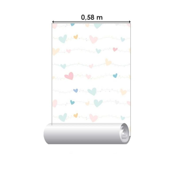 Papel de Parede Adesivo Corações Coloridos N04075