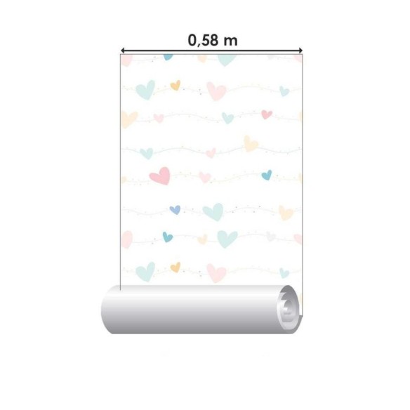 Papel de Parede Adesivo Corações Coloridos N04075