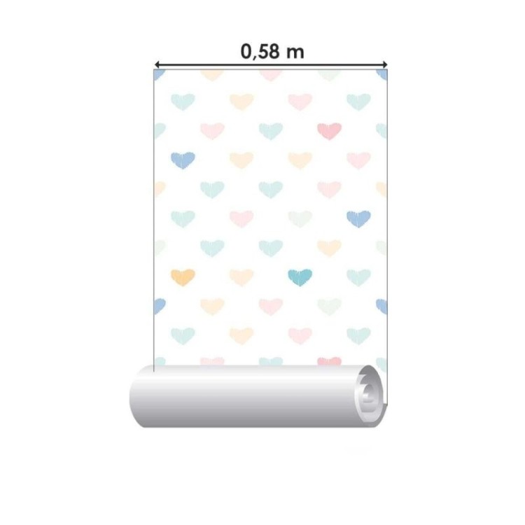 Papel de Parede Adesivo Corações Coloridos N06253