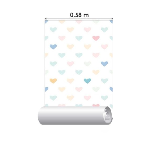 Papel de Parede Adesivo Corações Coloridos N06253
