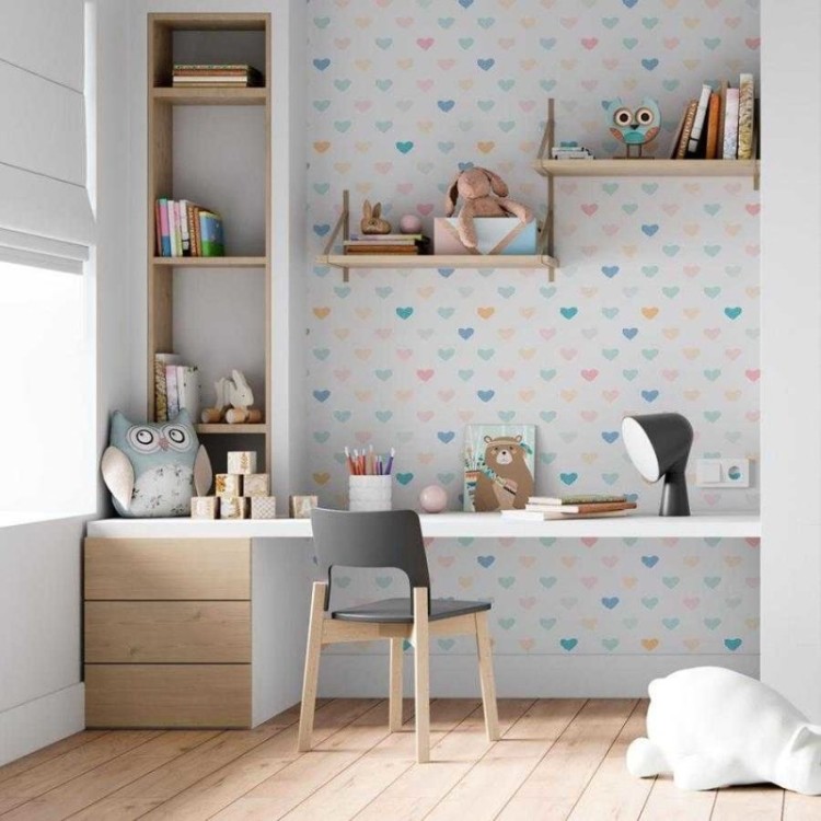 Papel de Parede Adesivo Corações Coloridos N06253