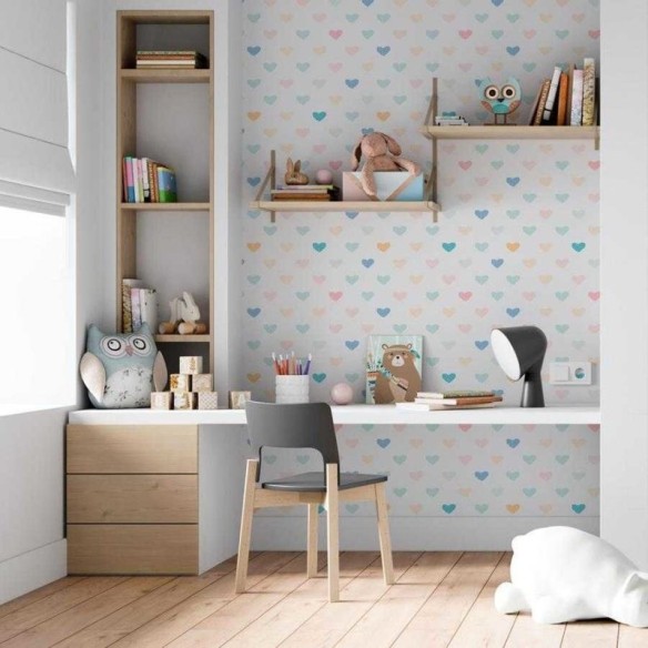 Papel de Parede Adesivo Corações Coloridos N06253