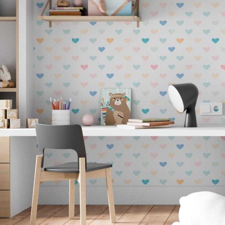 Papel de Parede Adesivo Corações Coloridos N06253