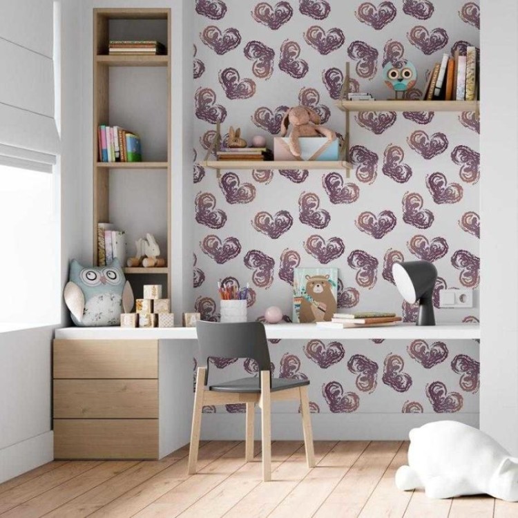 Papel de Parede Adesivo Corações de Giz N06023