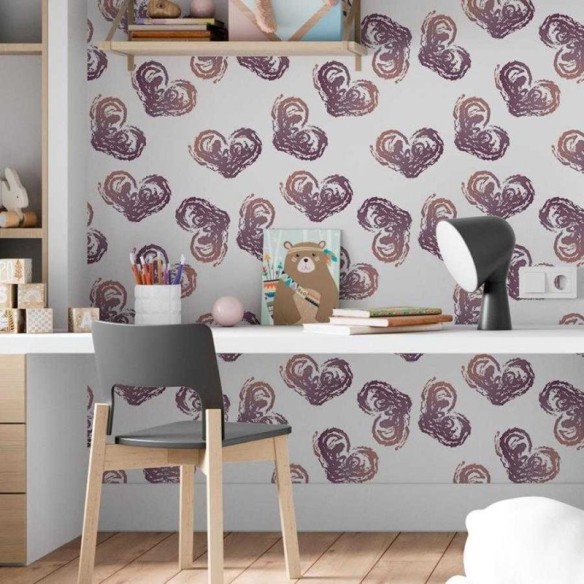 Papel de Parede Adesivo Corações de Giz N06023