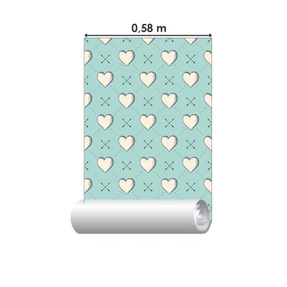 Papel de Parede Adesivo Corações em Fundo Azul N06152