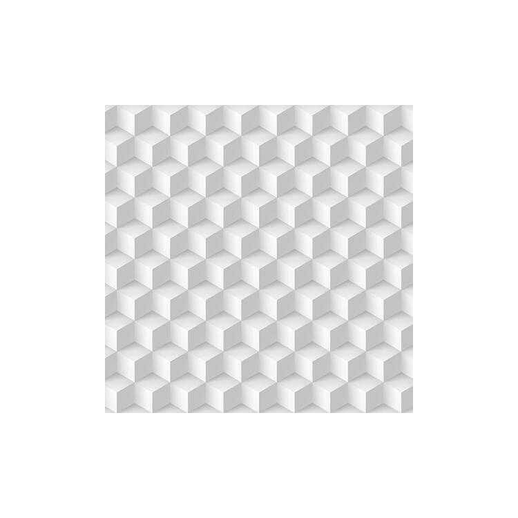 Papel de Parede Adesivo 3D Cubos Branco e Cinza...